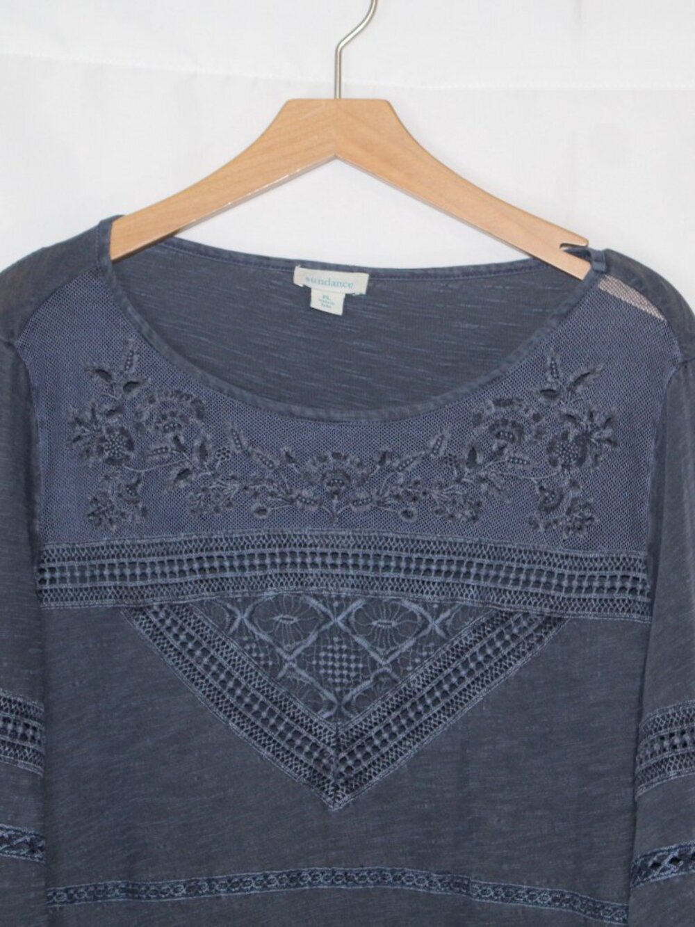 Sundance women's long sleeve top size PL embroidered eyelet lace boho hippie - Picture 3 of 11